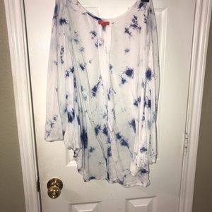 White And Blue Tie Dye Kimono Size Large